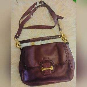 Coach purple leather purse gold toned hardware vintage